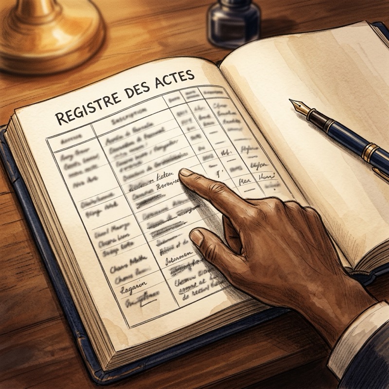 Pointage d'un registre légal ouvert