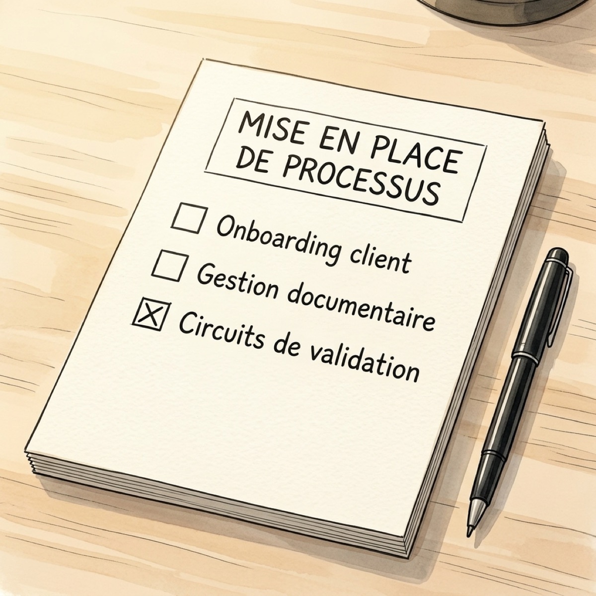 Procédure formalisée sur papier avec étapes numérotées